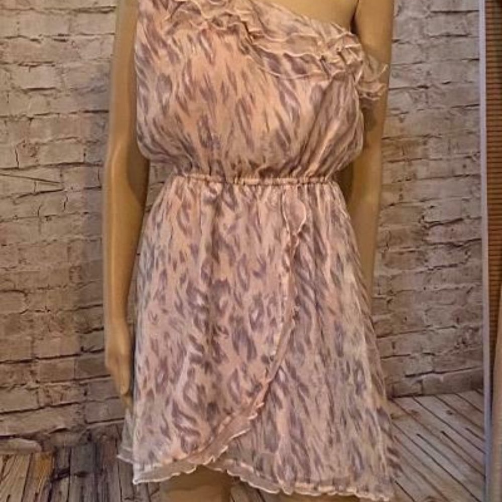 Ark & Co M One Shoulder Sleeveless Beige Dress - Picture 1 of 8